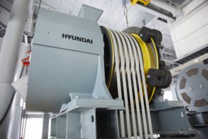 Hyundai elevator with carbon fiber belt
