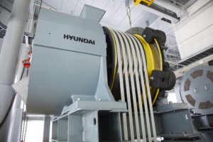 Hyundai elevator with carbon fiber belt